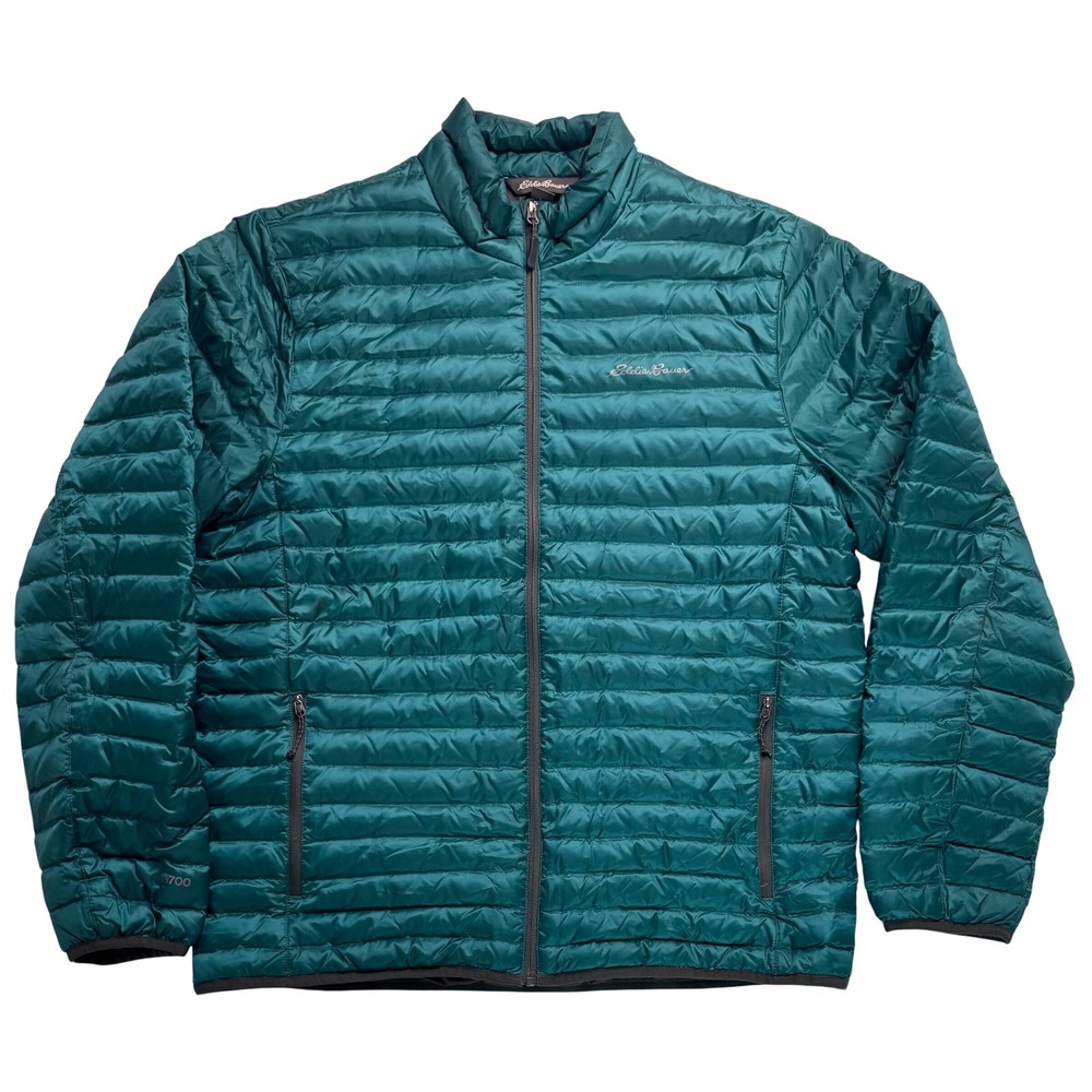 Eddie Bauer EB700 Mens Teal Green Down Puffer Jacket Full Zip Large